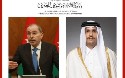 الأردن وقطر يؤكدان استمرار التنسيق لدعم الوساطة وإنهاء التصعيد في المنطقة واستعادة الأمن والاستقرار.